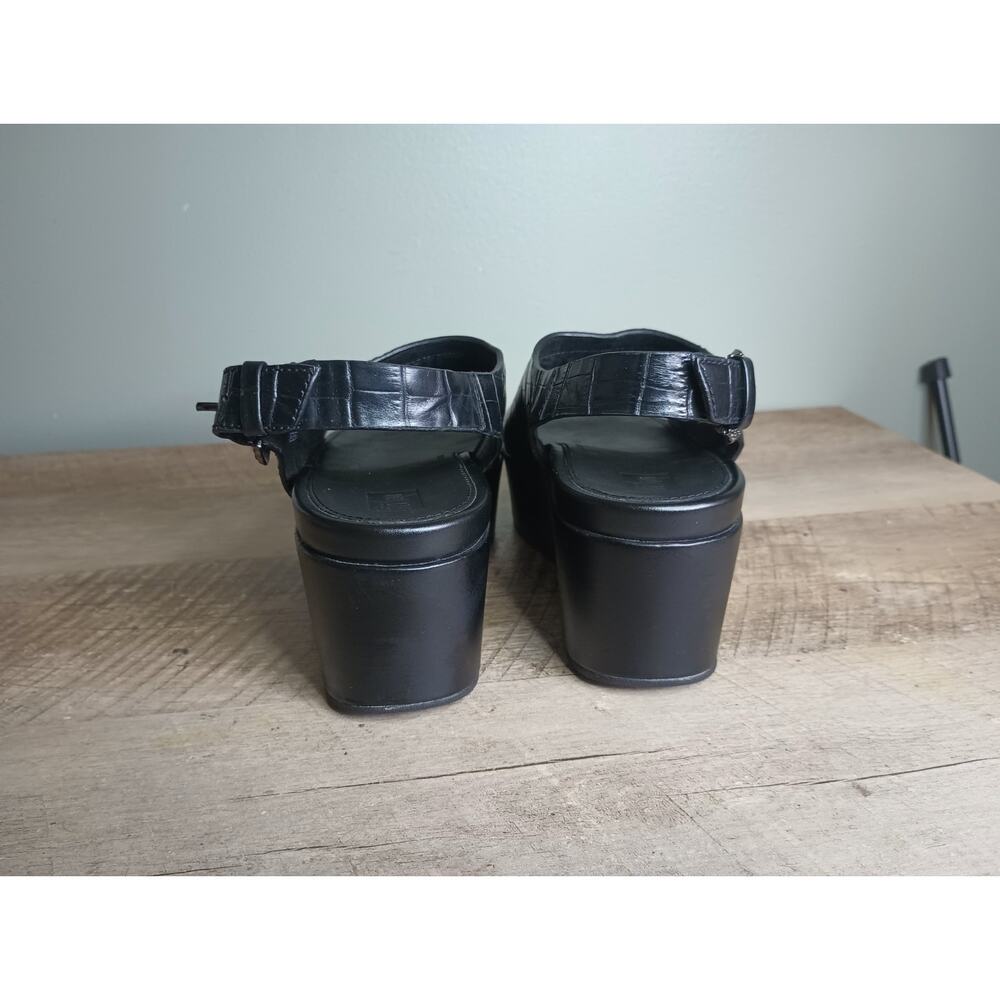 FitFlop Eloise Croc Print Wedge Back Strap Sandals Womens 5 Black Platform - Picture 8 of 13